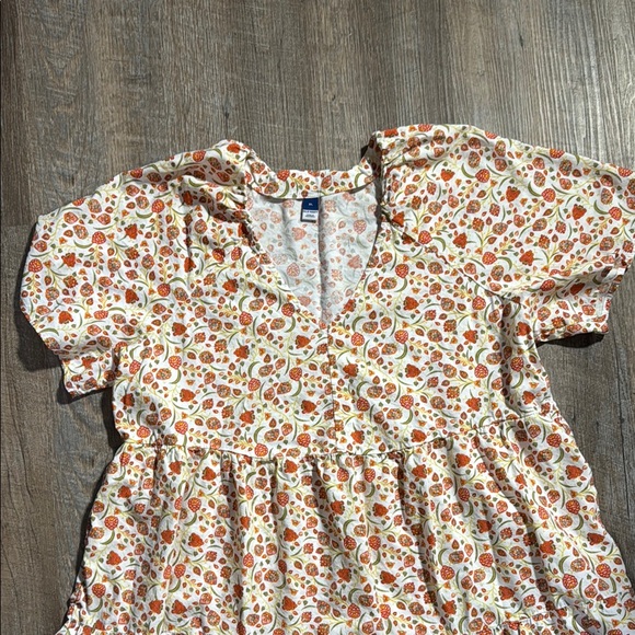 Old Navy Floral Print Dress - Cream, Orange, and Red - Picture 3 of 10